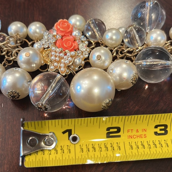 Statement necklace & bracelet set  faux pearls and beads set custom jewelry - Picture 8 of 16